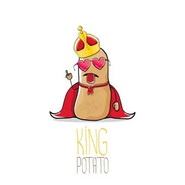 Vector funny cartoon cool cute brown smiling king potato Illustrazione stock