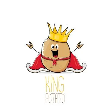 Vector funny cartoon cool cute brown smiling king potato Stock Illustration