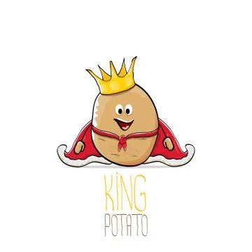Vector funny cartoon cool cute brown smiling king potato Illustrazione stock
