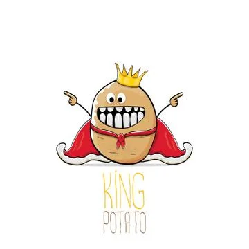 Vector funny cartoon cool cute brown smiling king potato イラスト素材