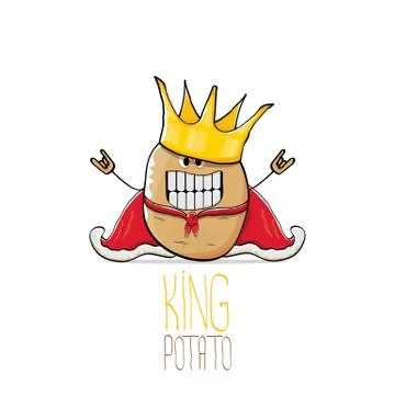 Vector funny cartoon cool cute brown smiling king potato Illustrazione stock