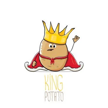Vector funny cartoon cool cute brown smiling king potato Illustrazione stock
