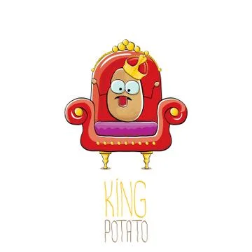 Vector funny cartoon cool cute brown smiling king potato with golden royal crown Illustrazione stock