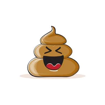 Vector funny cartoon cool smiling poo icon isolated on white background. emoji 스톡 일러스트