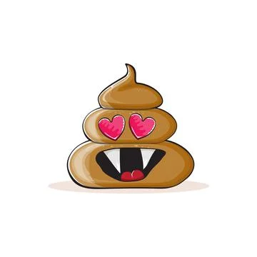 Vector funny cartoon cool smiling poo icon isolated on white background. emoji 스톡 일러스트