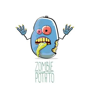Vector funny cartoon cute blue zombie potato isolated on white background Stock Illustration