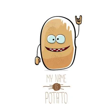 Vector funny cartoon cute brown potato isolated on white Stock Illustration