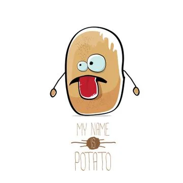Vector funny cartoon cute brown potato isolated on white Stock Illustration