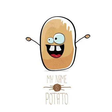 Vector funny cartoon cute brown potato isolated on white イラスト素材