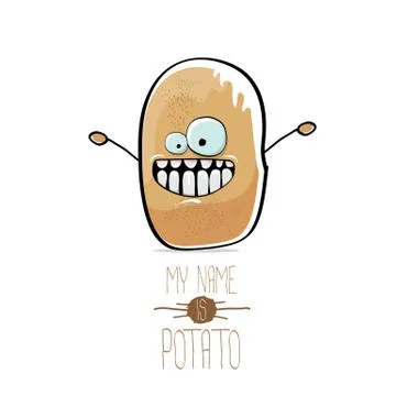 Vector funny cartoon cute brown potato isolated on white Stock Illustration