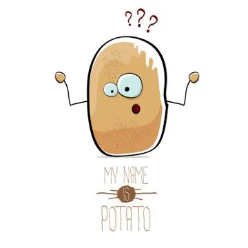 Vector funny cartoon cute brown potato isolated on white Stock Illustration
