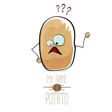 Vector funny cartoon cute brown potato isolated on white Stock Illustration