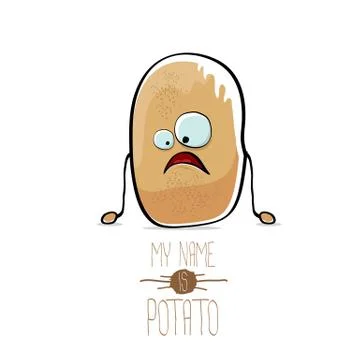 Vector funny cartoon cute brown potato isolated on white Stock Illustration