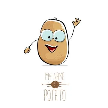 Vector funny cartoon cute brown potato isolated on white Stock Illustration