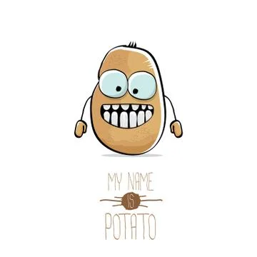 Vector funny cartoon cute brown potato isolated on white Stock Illustration