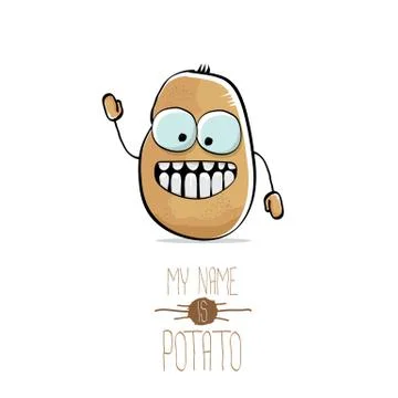 Vector funny cartoon cute brown potato isolated on white Stock Illustration