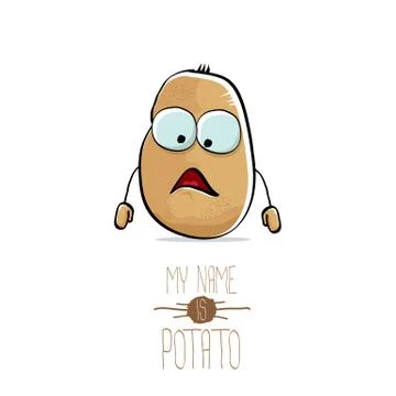Vector funny cartoon cute brown potato isolated on white イラスト素材