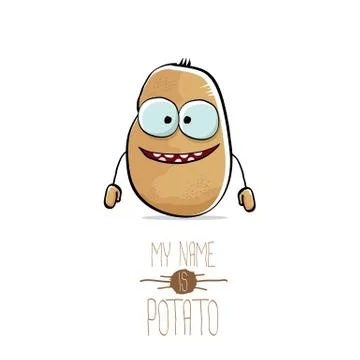 Vector funny cartoon cute brown potato isolated on white Stock Illustration