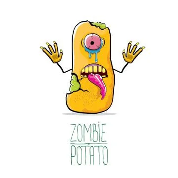 Vector funny cartoon cute orange zombie potato character isolated on white Stock Illustration