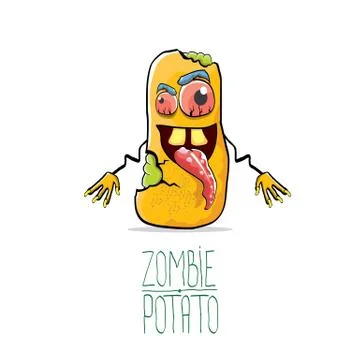 Vector funny cartoon cute orange zombie potato character isolated on white 스톡 일러스트
