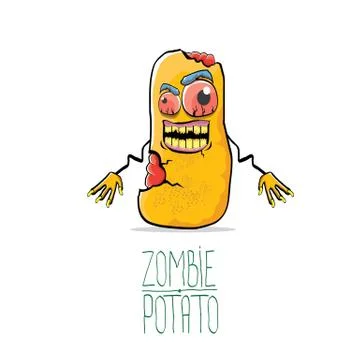 Vector funny cartoon cute orange zombie potato character isolated on white Stock Illustration