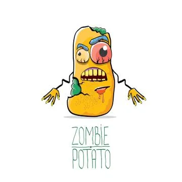 Vector funny cartoon cute orange zombie potato character isolated on white Stock Illustration