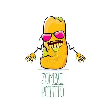 Vector funny cartoon cute orange zombie potato character isolated on white Stock Illustration