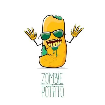 Vector funny cartoon cute orange zombie potato character isolated on white Illustrazione stock