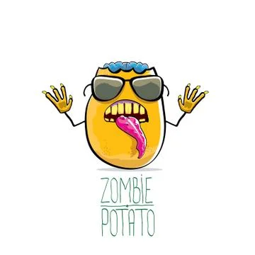 Vector funny cartoon cute orange zombie potato character isolated on white Illustrazione stock