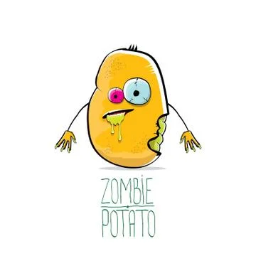 Vector funny cartoon cute orange zombie potato character isolated on white Stock Illustration
