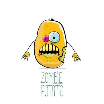 Vector funny cartoon cute orange zombie potato character isolated on white 스톡 일러스트