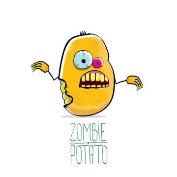Vector funny cartoon cute orange zombie potato character isolated on white Stock Illustration