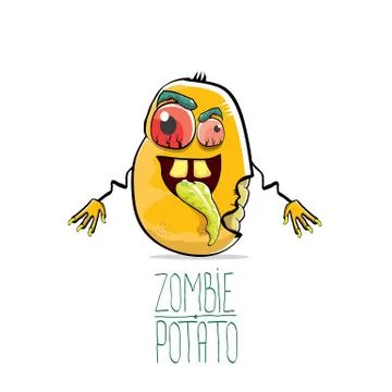 Vector funny cartoon cute orange zombie potato character isolated on white Stock Illustration