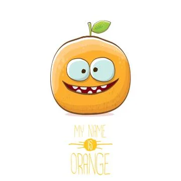 Vector funny cartoon cute orange character isolated on white background. My name Stock Illustration