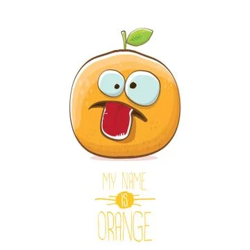 Vector funny cartoon cute orange character isolated on white background. My name Stock Illustration