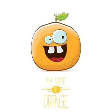 Vector funny cartoon cute orange character isolated on white background. My name Stock Illustration