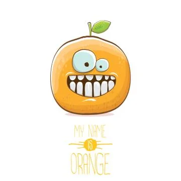 Vector funny cartoon cute orange character isolated on white background. My name Stock Illustration