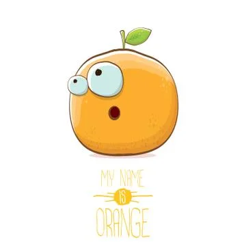 Vector funny cartoon cute orange character isolated on white background. My name Stock Illustration