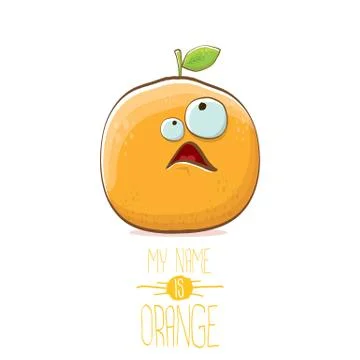 Vector funny cartoon cute orange character isolated on white background. My name Stock Illustration