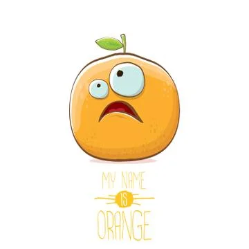 Vector funny cartoon cute orange character isolated on white background. My name Stock Illustration