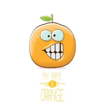 Vector funny cartoon cute orange character isolated on white background. My name Stock Illustration