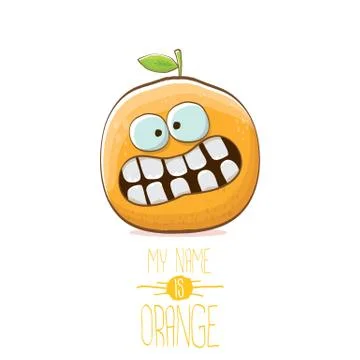 Vector funny cartoon cute orange character isolated on white background. My name Stock Illustration