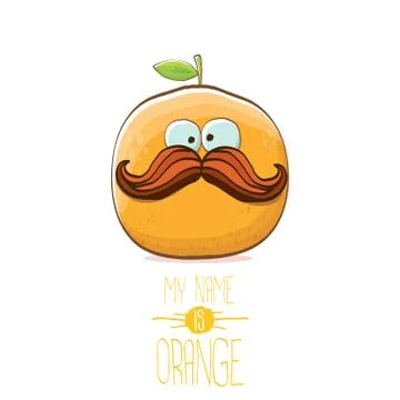 Vector funny cartoon cute orange character isolated on white background. My name Stock Illustration