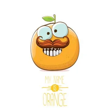 Vector funny cartoon cute orange character isolated on white background. My name Stock Illustration