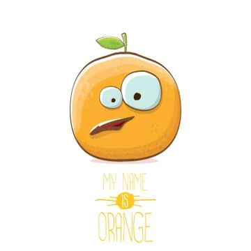Vector funny cartoon cute orange character isolated on white background. My name Stock Illustration