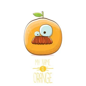 Vector funny cartoon cute orange character isolated on white background. My name Stock Illustration