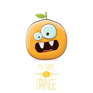 Vector funny cartoon cute orange character isolated on white background. My name Stock Illustration