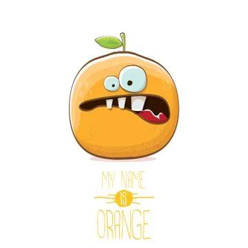 Vector funny cartoon cute orange character isolated on white background. My name Stock Illustration