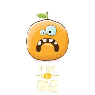 Vector funny cartoon cute orange character isolated on white background. My name Stock Illustration