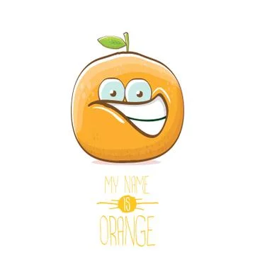 Vector funny cartoon cute orange character isolated on white background. My name Stock Illustration